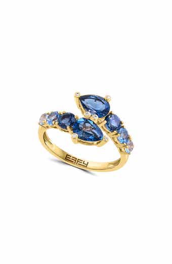 14k Gold Plated Sterling Silver Stone Bypass Ring