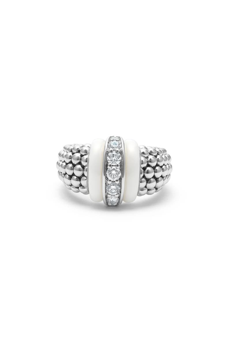 Black Caviar White Ceramic Diamond Ring, Main, color, WHITE