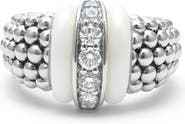 LAGOS Black Caviar White Ceramic Diamond Ring
