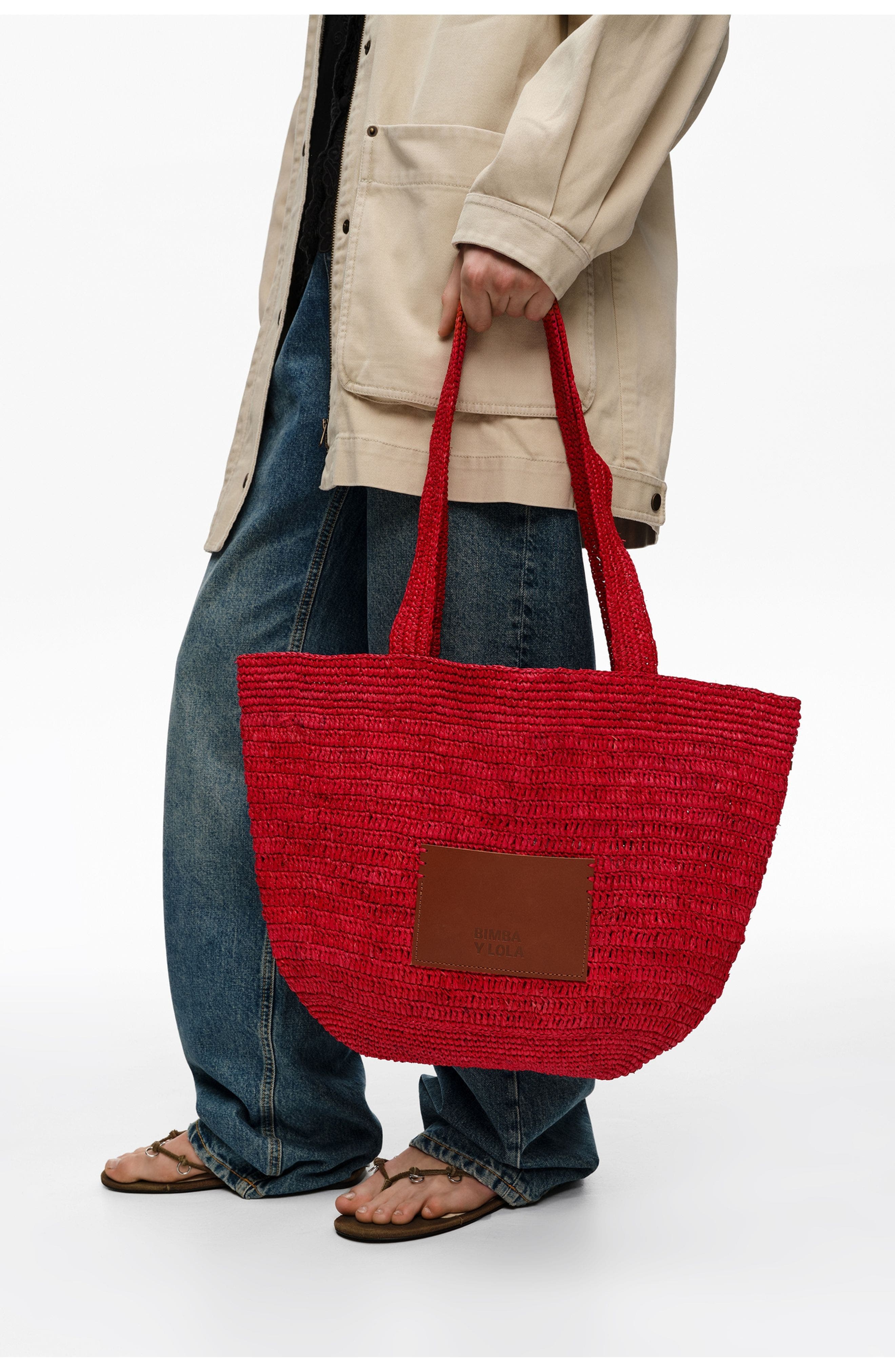 Bimba y Lola Woven Shoulder Bag, Alternate, color, Red