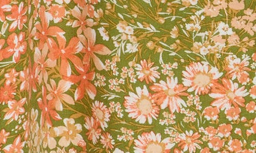 Shop Renee C Floral V-neck Long Sleeve Top In Green/coral