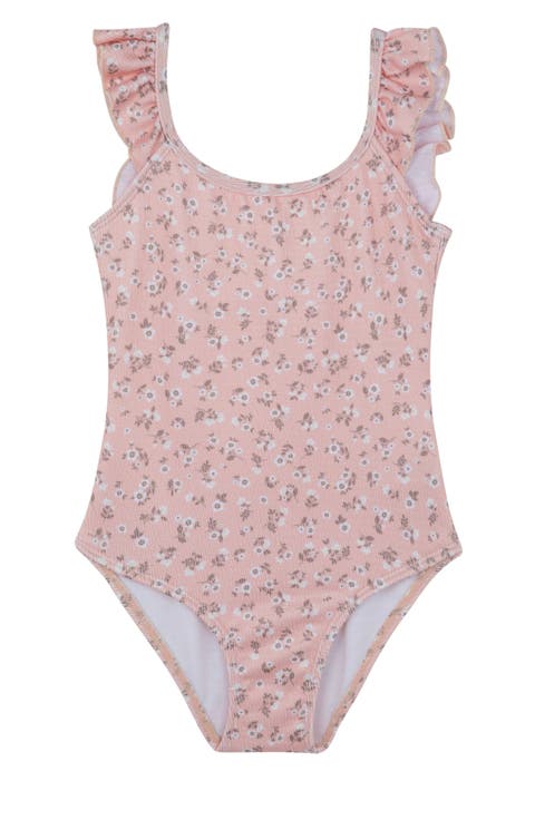 Ditsy Dream Textured Square Neck Ruffle One Piece