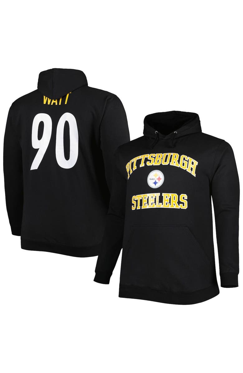 PROFILE Men's T.J. Watt Black Pittsburgh Steelers Big & Tall Fleece Name & Number Pullover Hoodie, Alternate, color, 