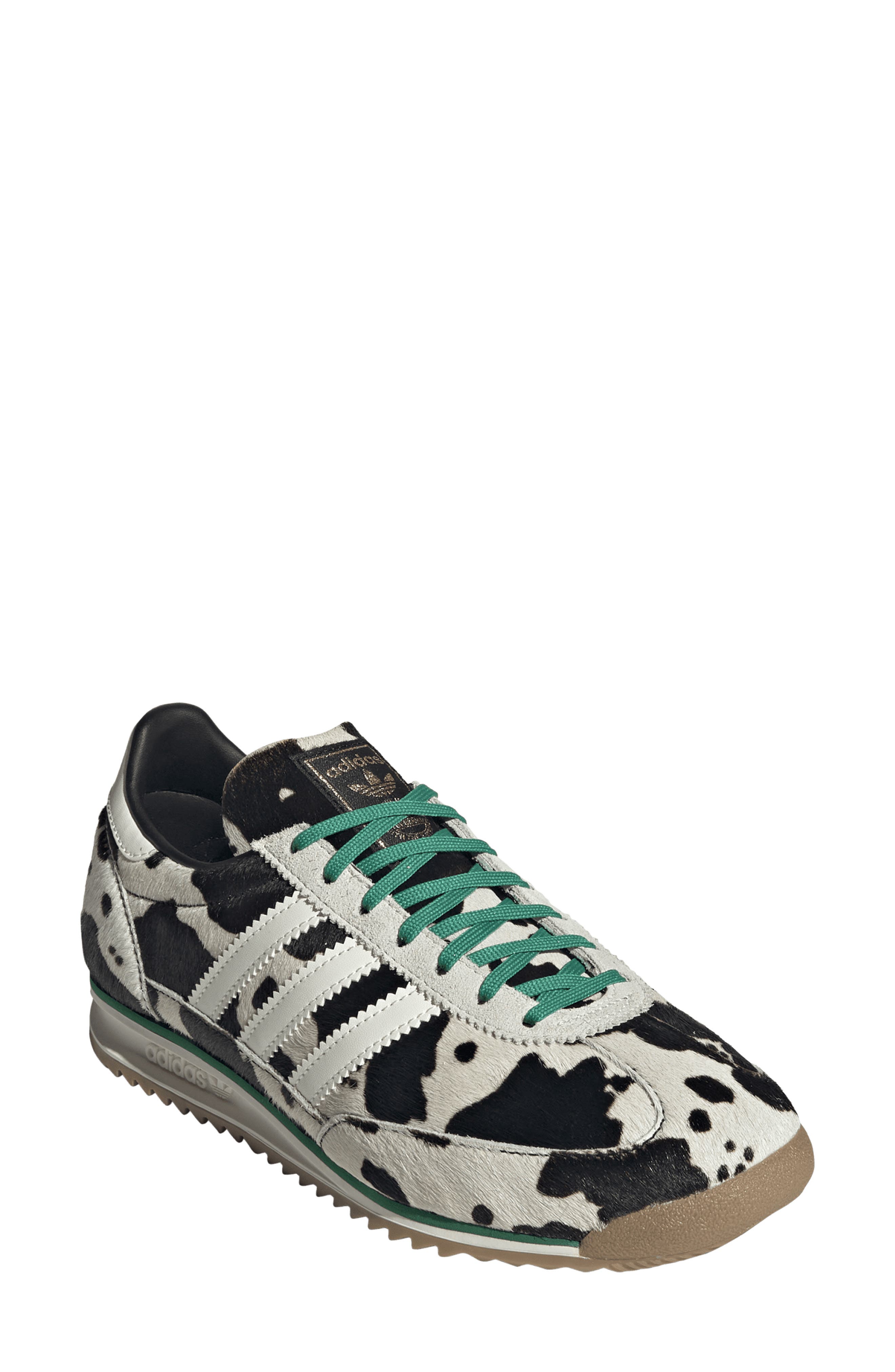 adidas SL 72 OG 'Cow' Genuine Calf Hair Sneaker, Main, color, Black/ Off White/ Court Green