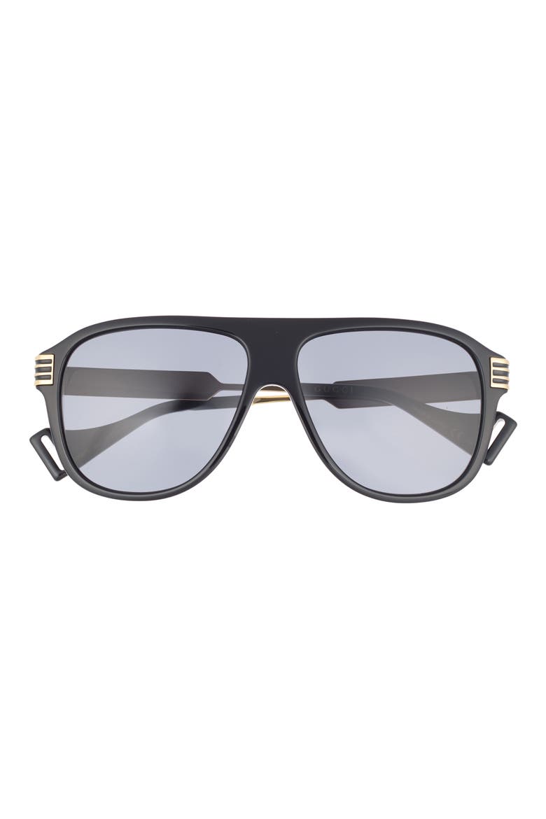 57mm Aviator Sunglasses, Main, color, BLACK GOLD GREY