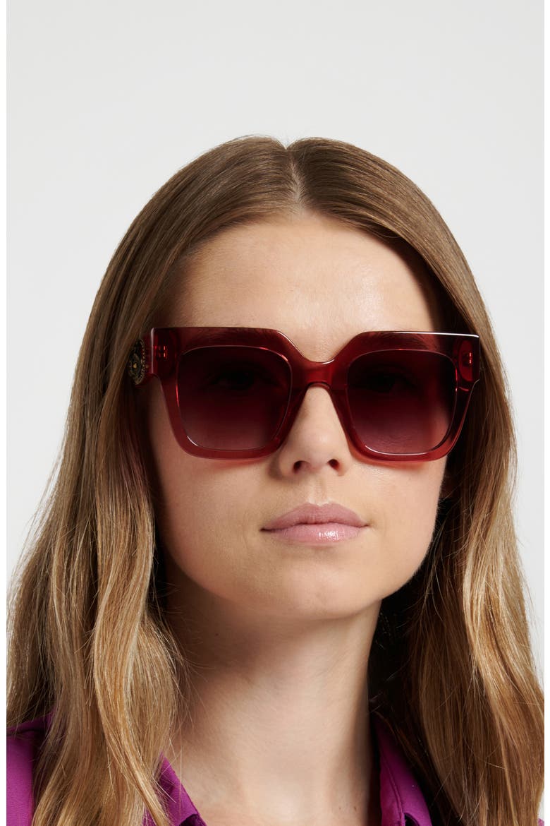 50mm Gradient Square Sunglasses, Alternate, color, CRYSTAL BURGUNDY/ PINK