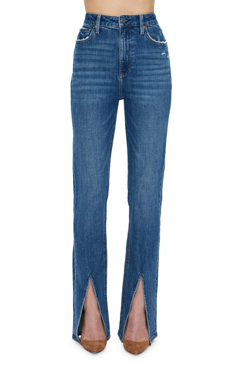 Colleen Slit Hem High Waist Slim Bootcut Jeans, Main, color, WILLOW