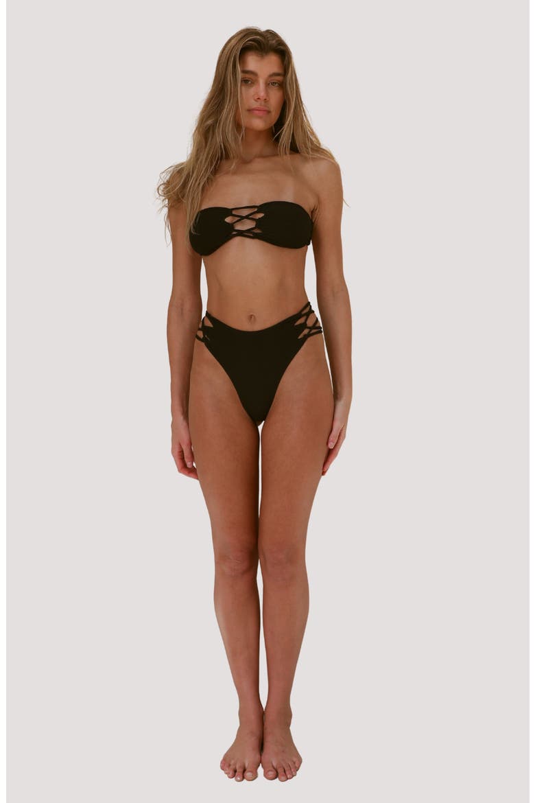 Theo High Waist Bikini Bottoms, Alternate, color, STONE RIPPLE