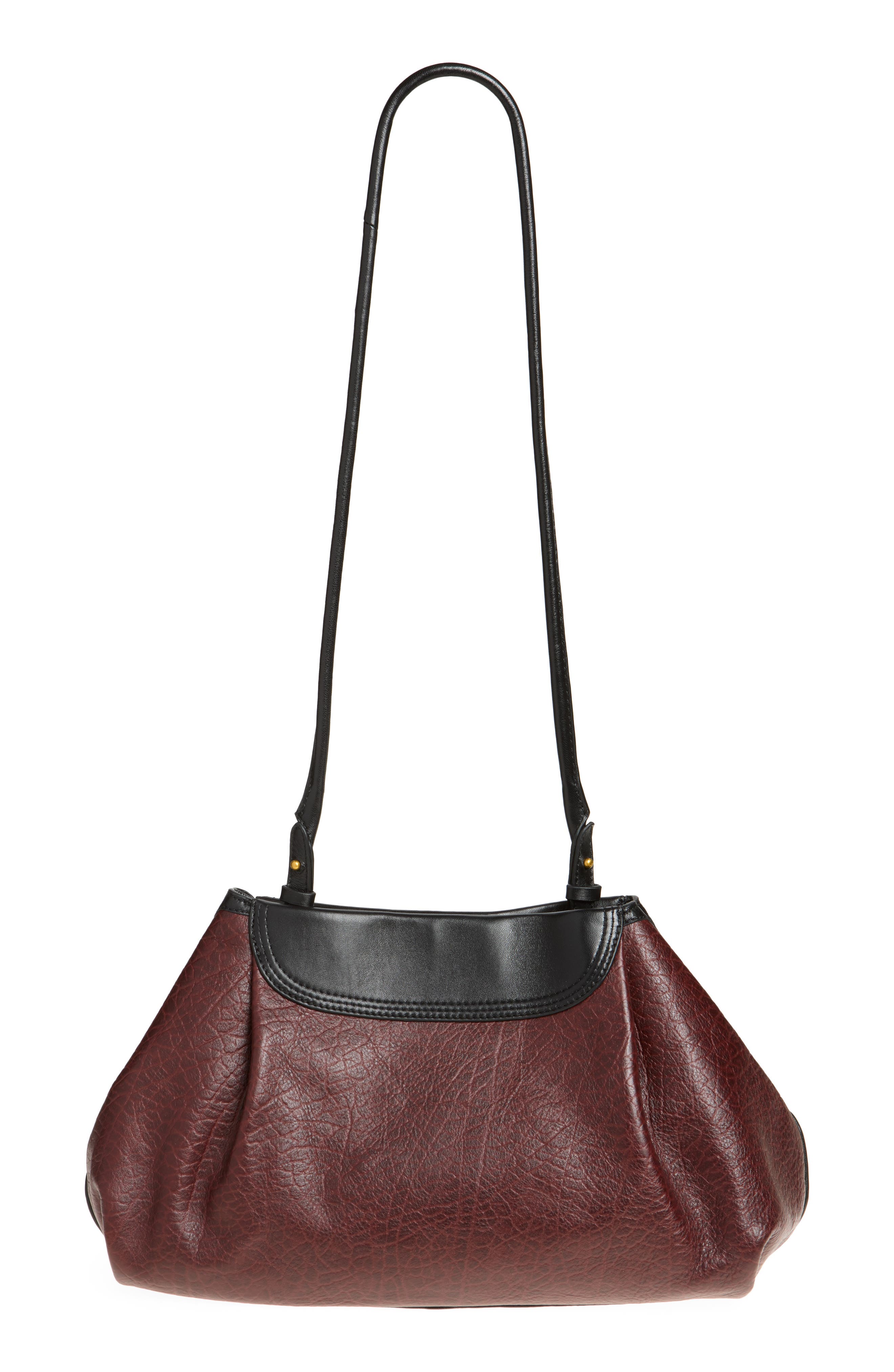 Two-Tone Leather Shoulder Bag, Main, color, BORDEAUX 359