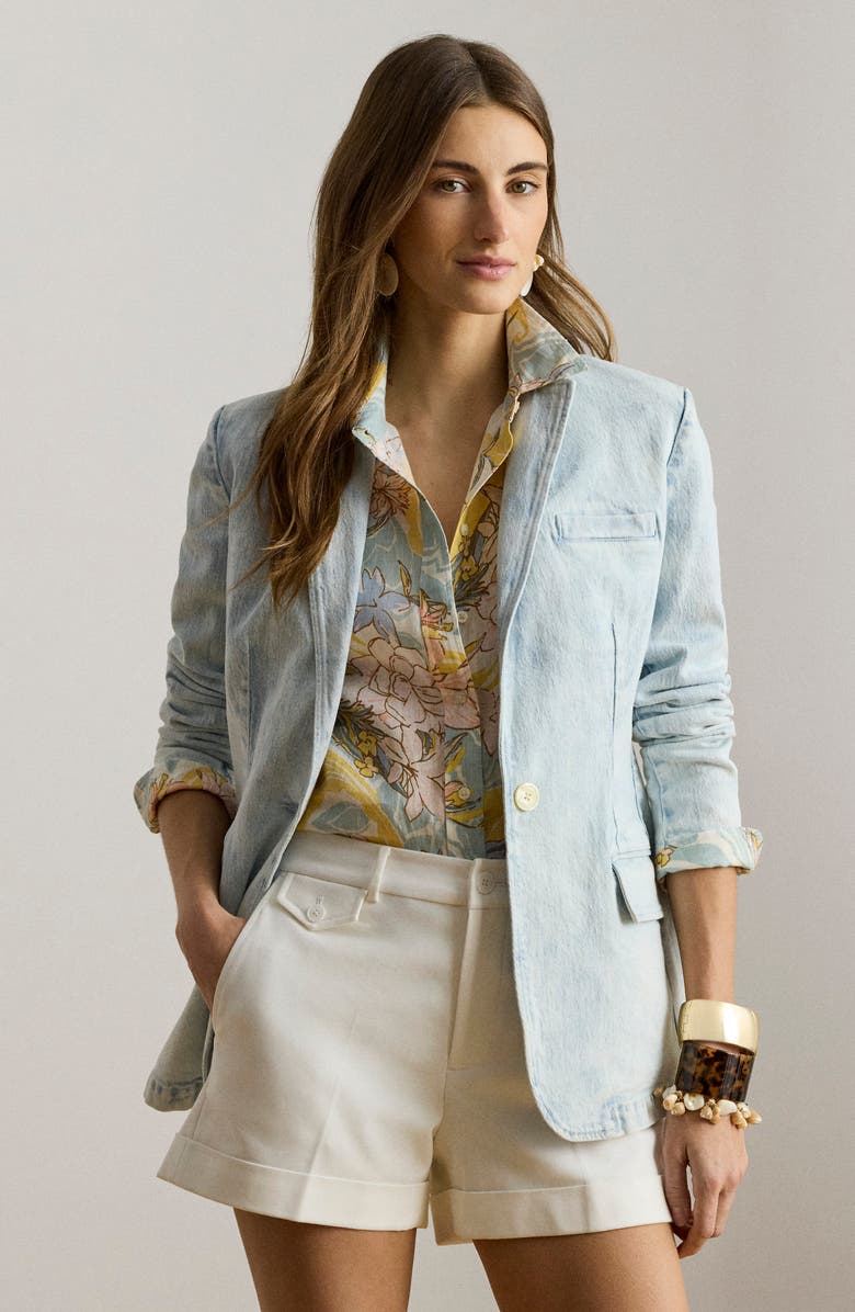 Lauren Ralph Lauren Denim Blazer, Alternate, color, Ednah Wash Blue