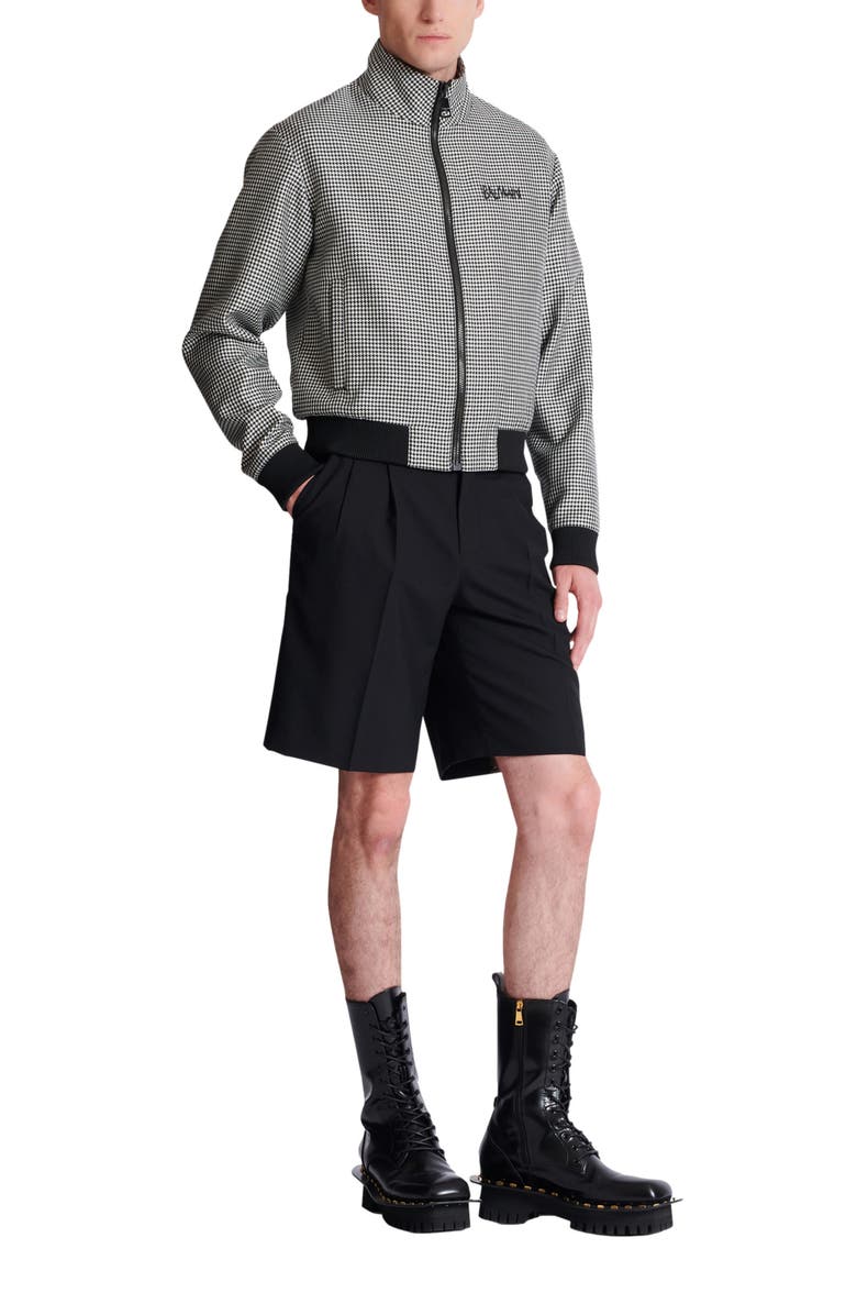 Balmain Houndstooth wool jacket, Alternate, color, Black