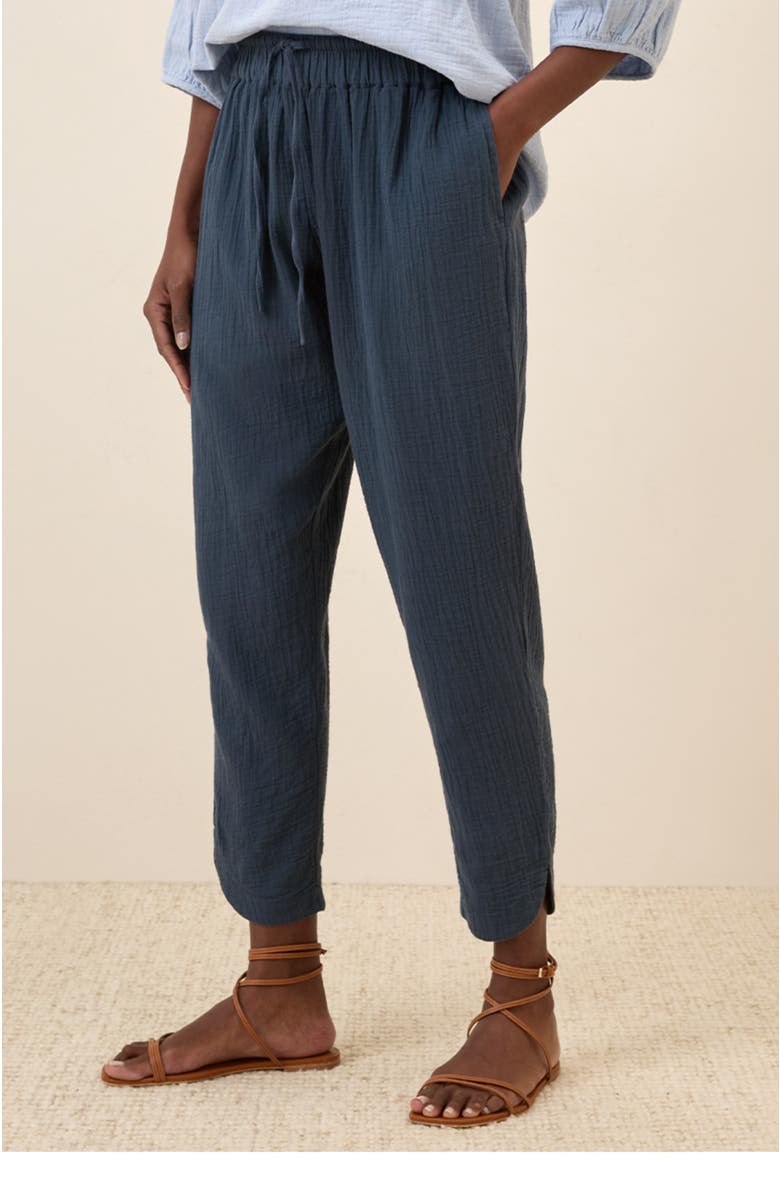 Pact Organic Cotton Coastal Double Gauze Tapered Pull-On Pant, Alternate, color, French Navy