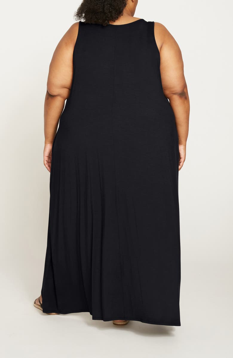 Universal Standard Athena Divine Sleeveless Jersey High-Low Maxi Dress, Alternate, color, Black