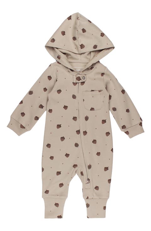 Hooded Organic Cotton Zipper Romper