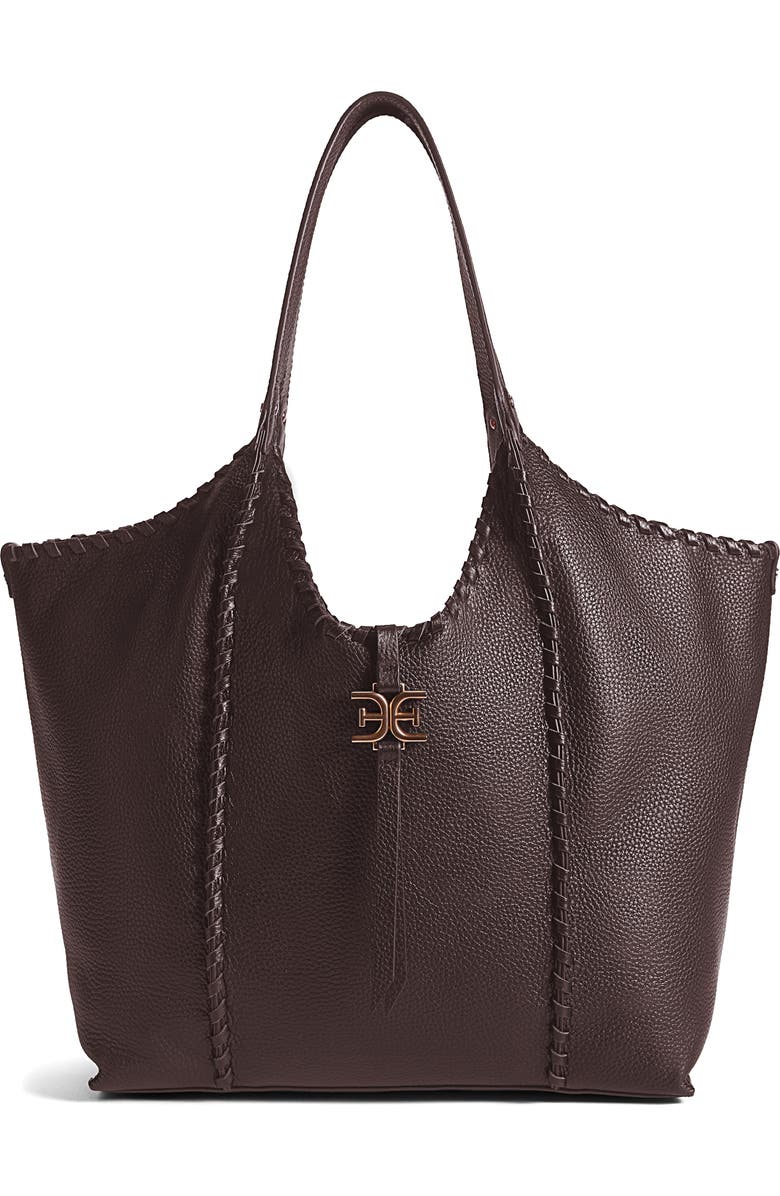 Sam Edelman Sylvia Whipstitched Expandable Tobo Bag, Main, color, Dark Brown