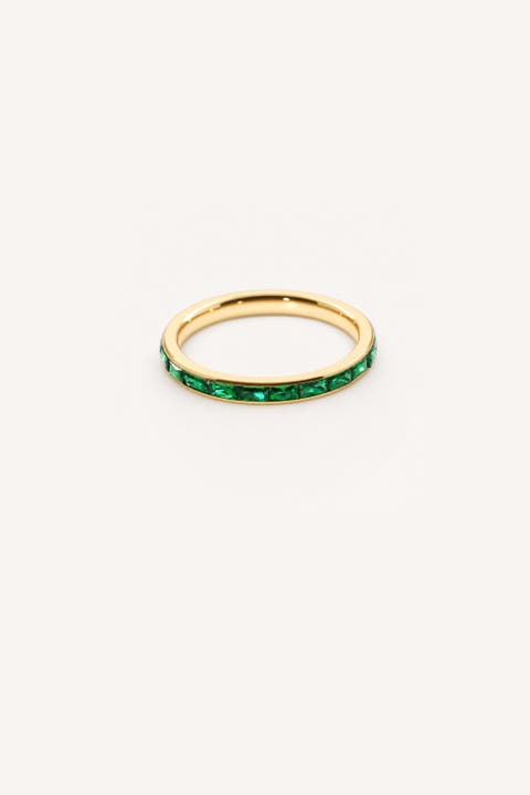 Emerald Slim Band Ring