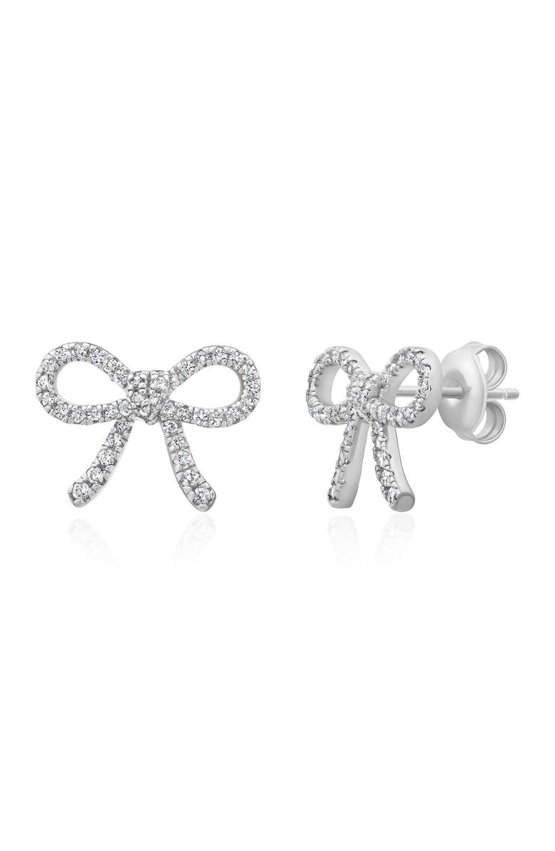 Crislu Fairy Tale Pavé Cubic Zirconia Stud Earrings, Main, color, Pure Platinum/ Clear Stone