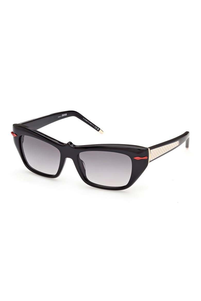 52mm Cat Eye Sunglasses, Alternate, color, BLACK GOLD METAL / ZEISS SMOKE