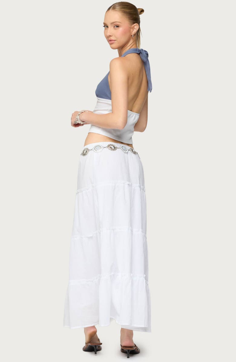 EDIKTED Janna Colorblock Halter Top, Alternate, color, Blue-And-White