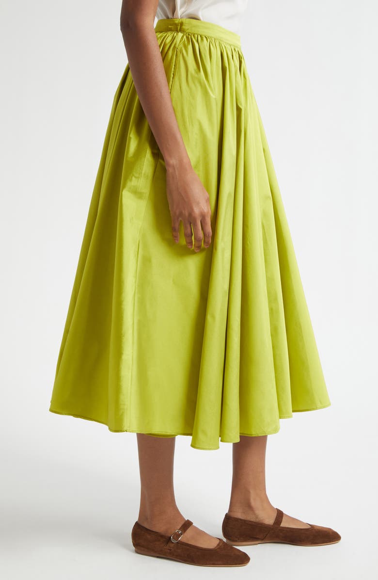 MILLE Ayla Pleated Midi Skirt, Alternate, color, Chartreuse Taffeta