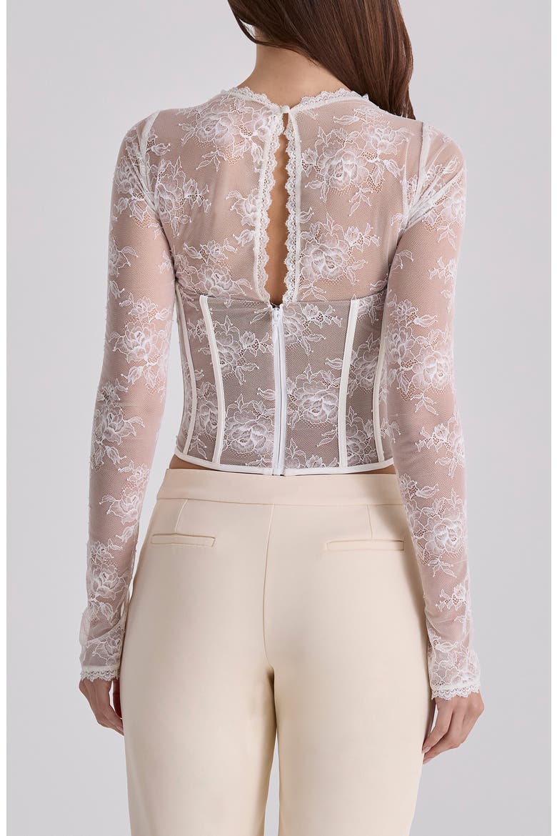 Zoe Long Sleeve Lace Crop Corset Top, Alternate, color, VINTAGE IVORY