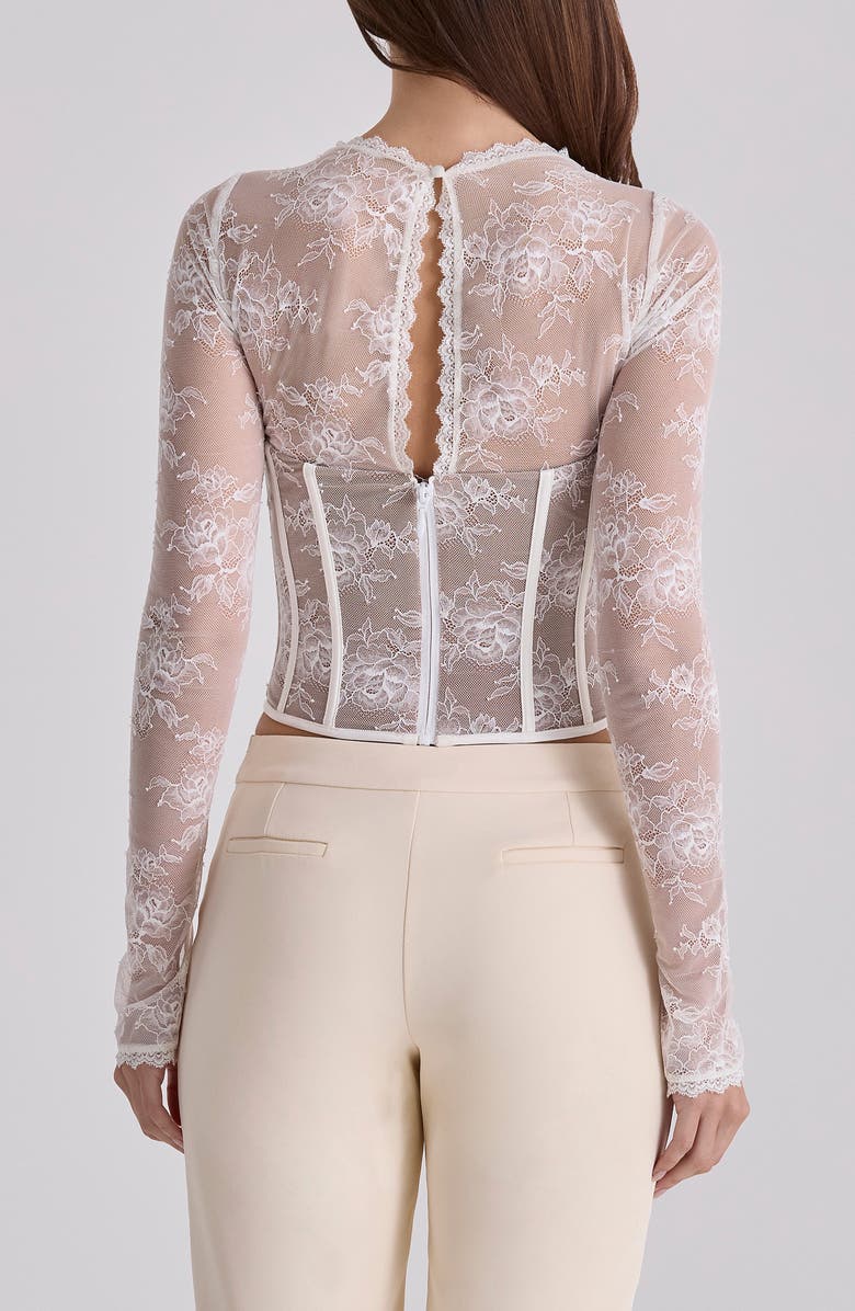 HOUSE OF CB Zoe Long Sleeve Lace Crop Corset Top, Alternate, color, Vintage Ivory