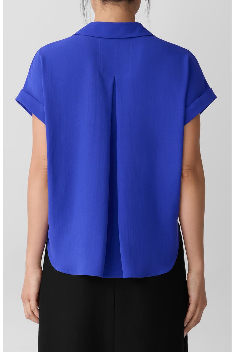 Notched Collar Silk Top, Alternate, color, ROYAL