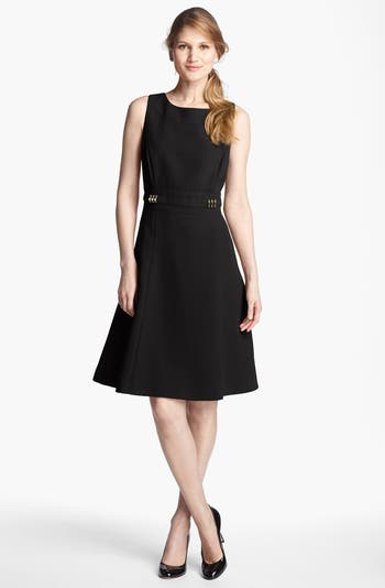 tahari fit and flare dresses T-Tahari Knit Vegan Leather Dress Black / L