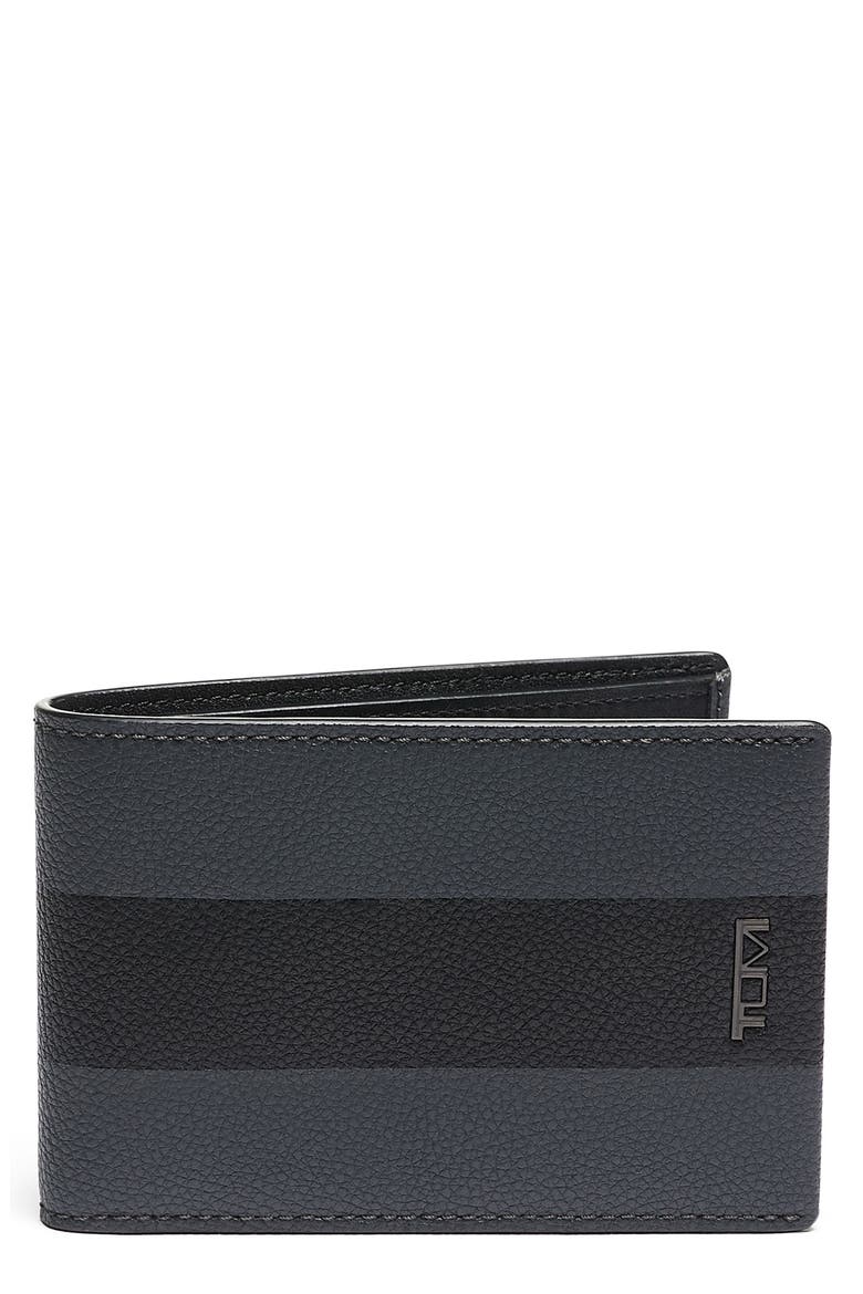 Delta ID Lock Shielded Slim Single Billfold, Main, color, GREY/ BLACK STRIPE