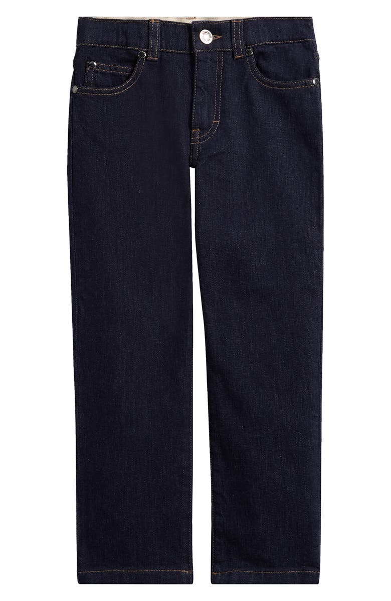 Moncler Kids' Stretch Denim Straight Leg Jeans, Main, color, Blue Navy