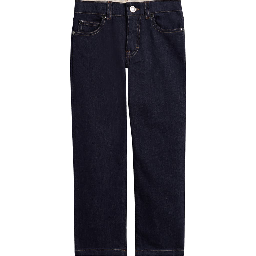 Moncler Kids' Stretch Denim Straight Leg Jeans In Blue