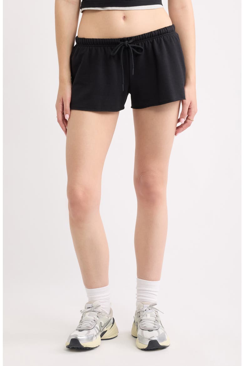 Narrow Drawstring Sweat Shorts, Main, color, BLACK