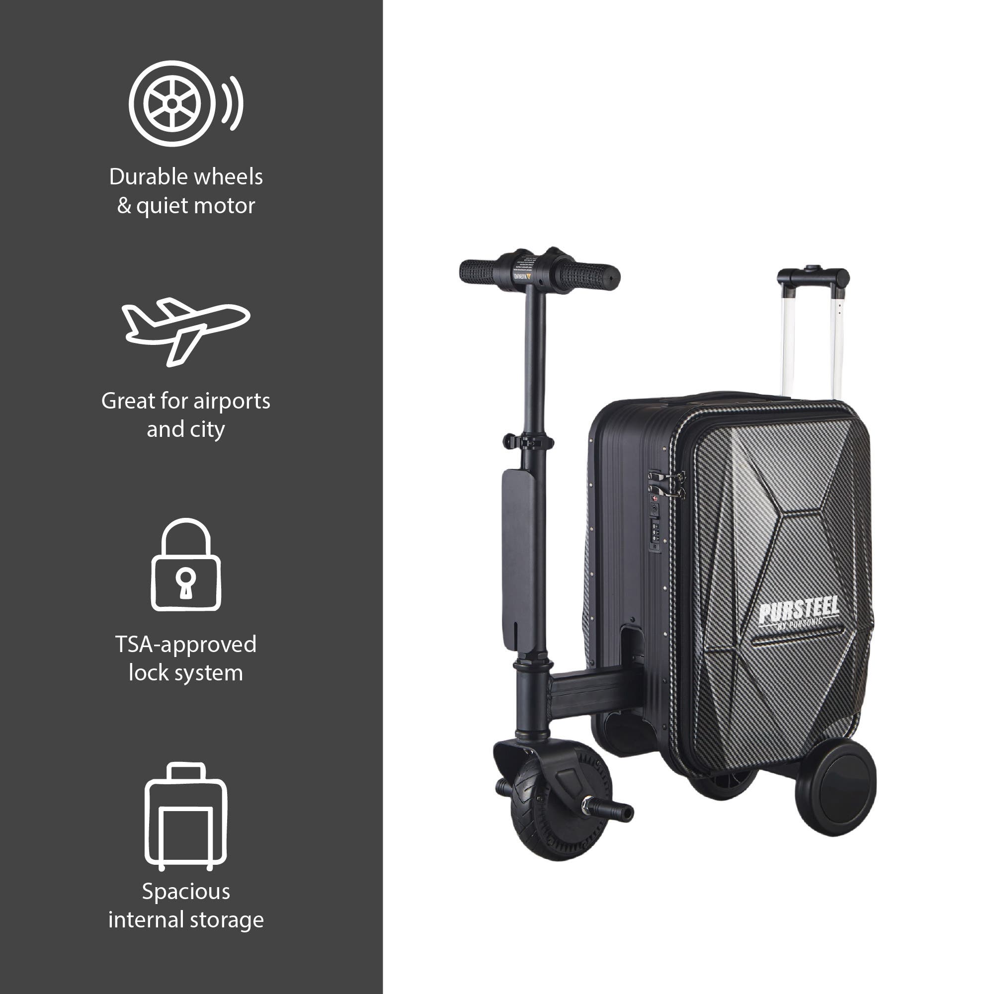 PURSONIC Smart Travel Bundle - Electric Scooter Luggage with Air Tag, Alternate, color, Black