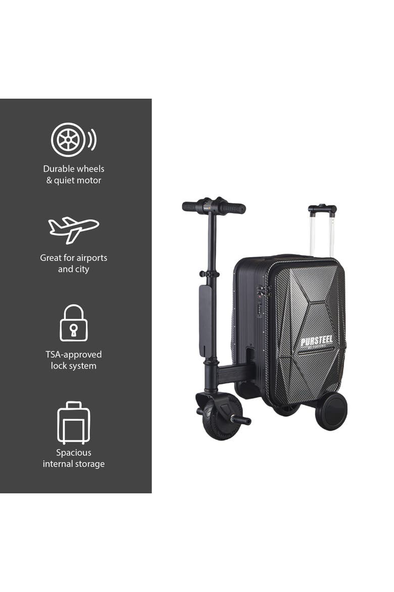 Smart Rideable Motorized Suitcase Electric Luggage Scooter For Travel, Alternate, color, Black