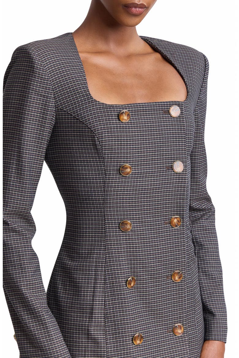 Double Breasted Long Sleeve Dress, Alternate, color, BROWN PLAID MULTI