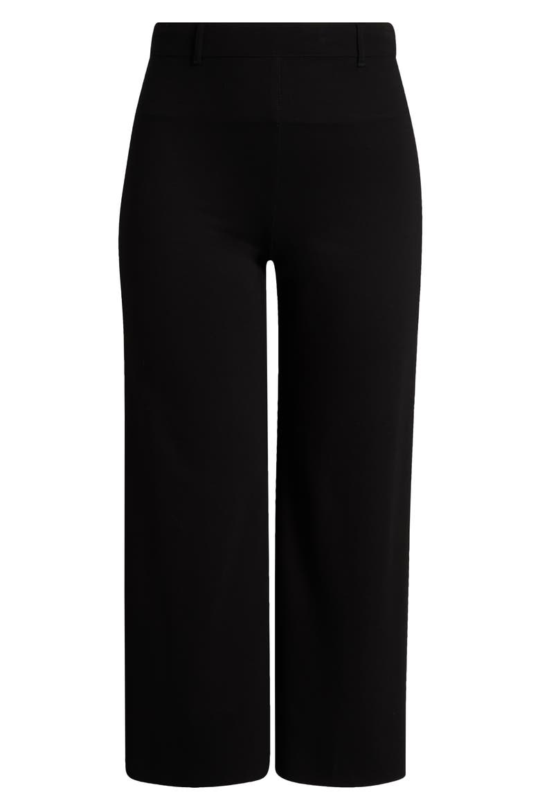 'Lyssentials Erin High Waist Wide Leg Ponte Ankle Pants, Alternate, color, BLACK