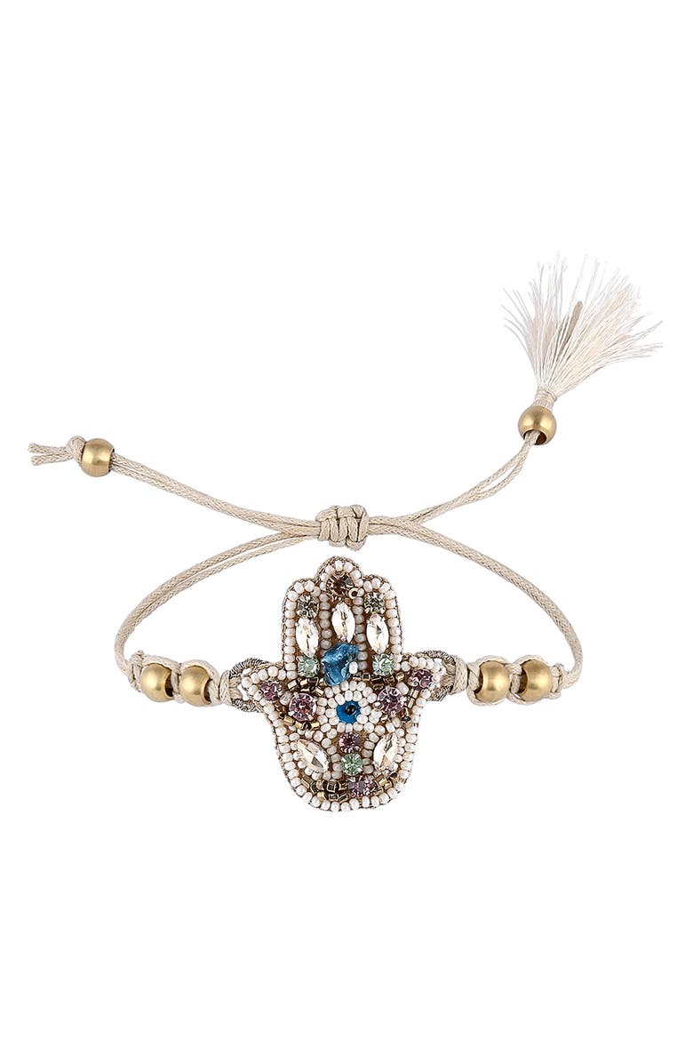 Deepa Gurnani Fei Hamsa Bracelet, Main, color, 