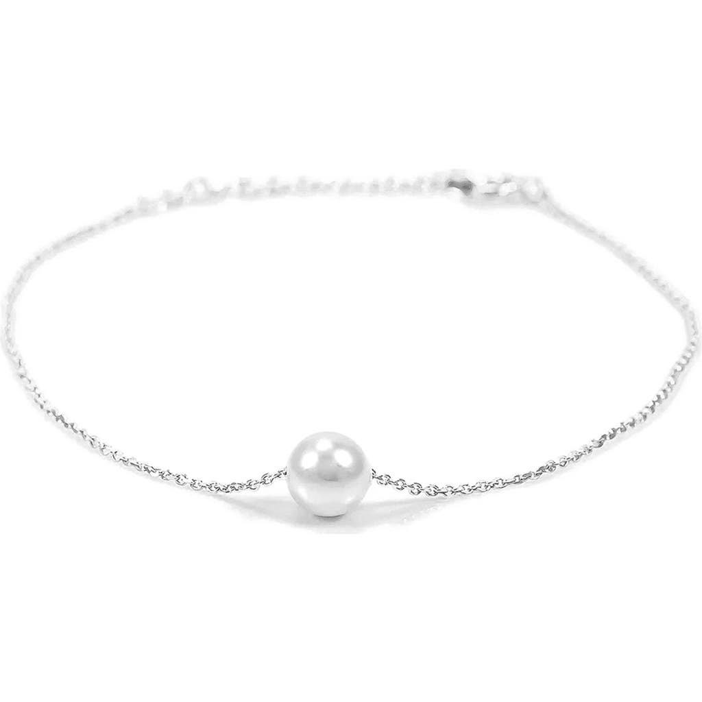 Bearfruit Jewelry Sterling Silver 18k Gold Plated Abby Single Cultured Pearl Bracelet In Silver