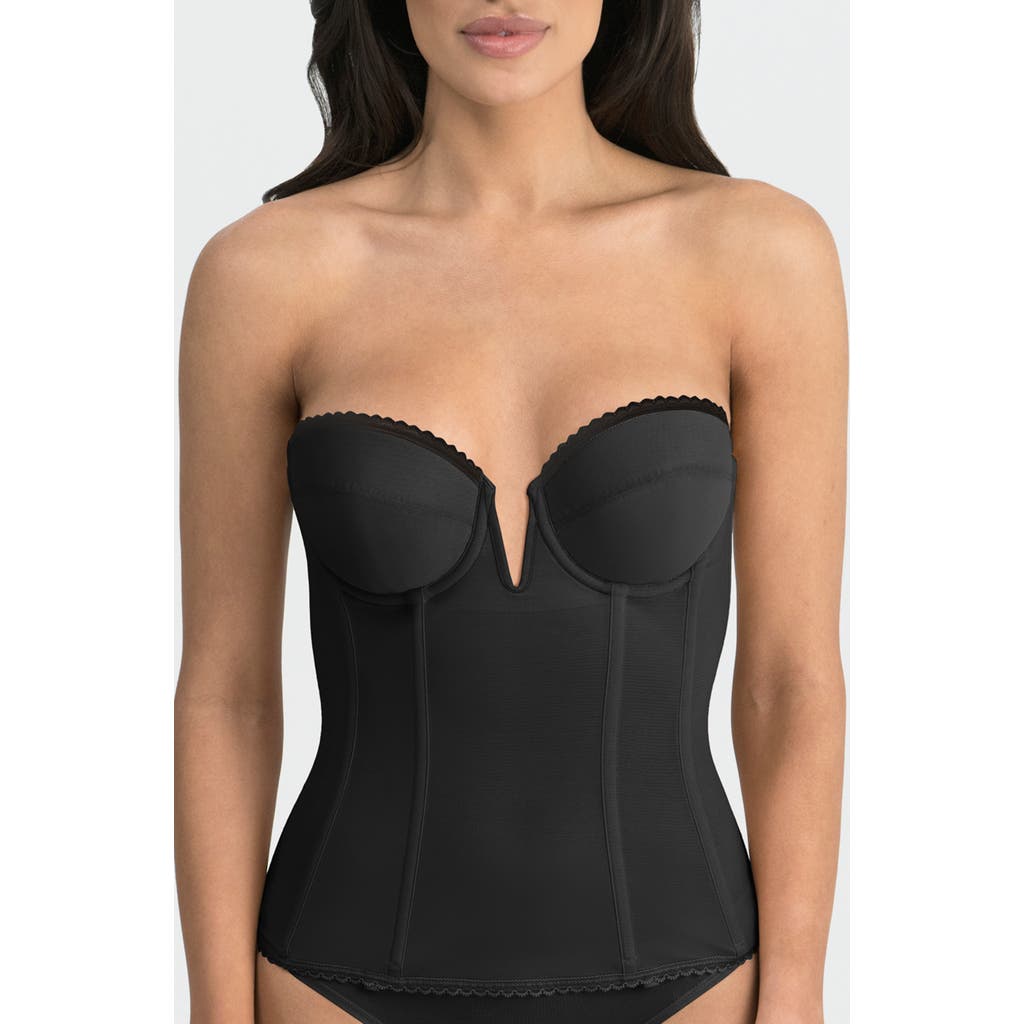 Dominique Intimates Vivienne Convertible Strapless V Wire Longline Corset Bra In Black