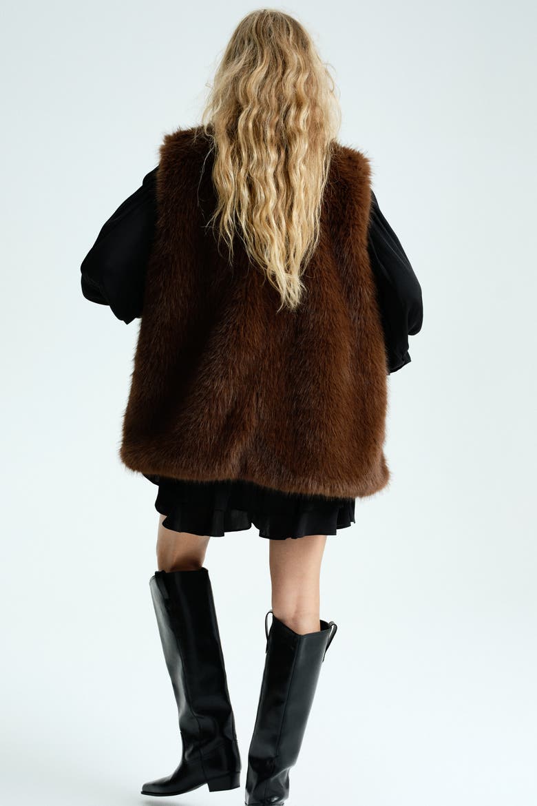 Fluffy Gilet, Alternate, color, Dark brown