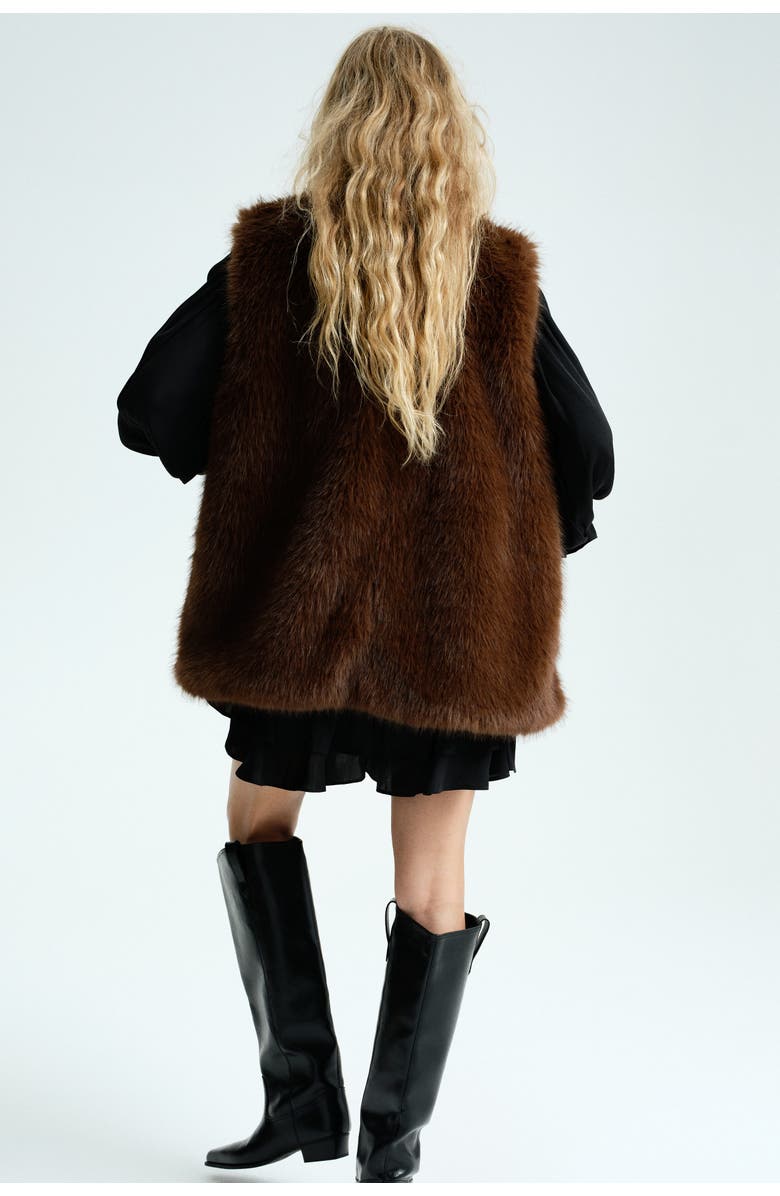 H&M Fluffy Gilet, Alternate, color, Dark Brown