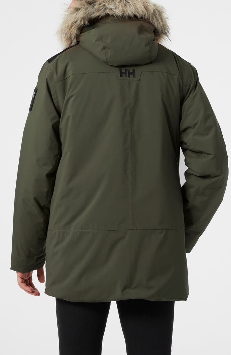 Helly Hansen Reine Waterproof Insulated Parka with Faux Fur Trim Hood, Alternate, color, Utility Green