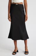 All in Favor Bias Cut Satin Midi Skirt
