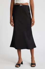 All in Favor Bias Cut Satin Midi Skirt