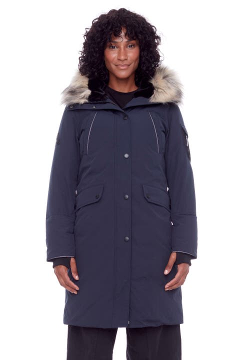 Blue hooded parka on sale