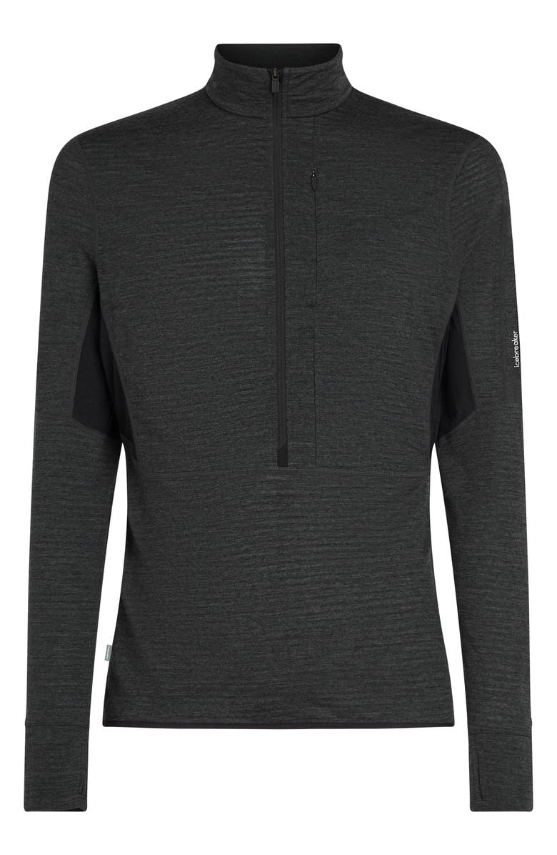 Icebreaker Lyocell & Merino 200 Realfleece Descender Quarter Zip Pullover, Alternate, color, Jet Hthr/ Black/ Cb