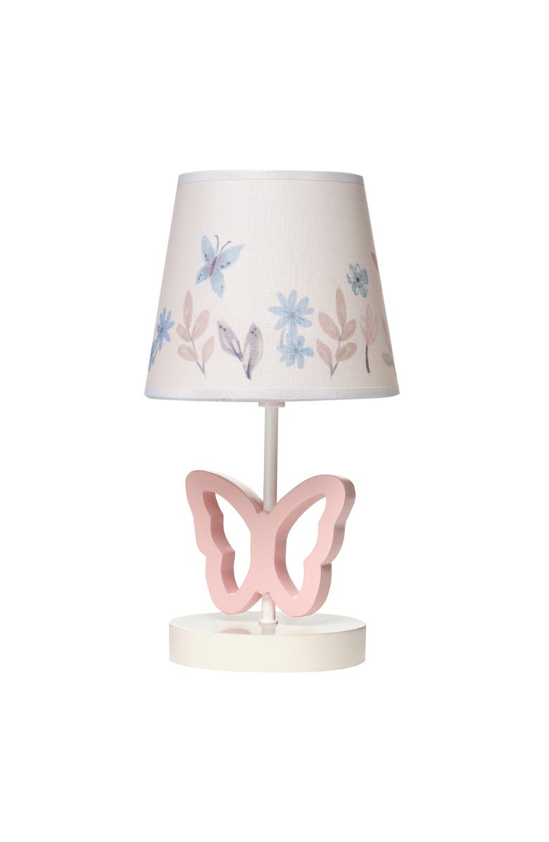 Lambs & Ivy Baby Blooms Butterfly Nursery Lamp with Floral Shade & Bulb, Main, color, Pink
