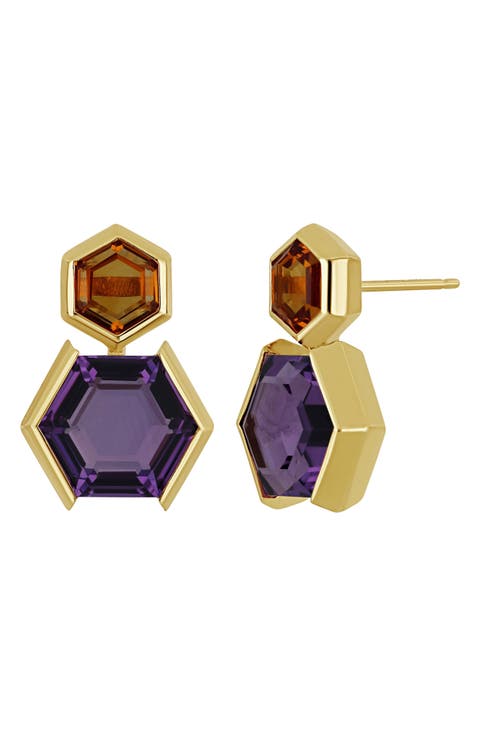 14K Gold Amethyst Drop Earrings (Online Trunk Show)