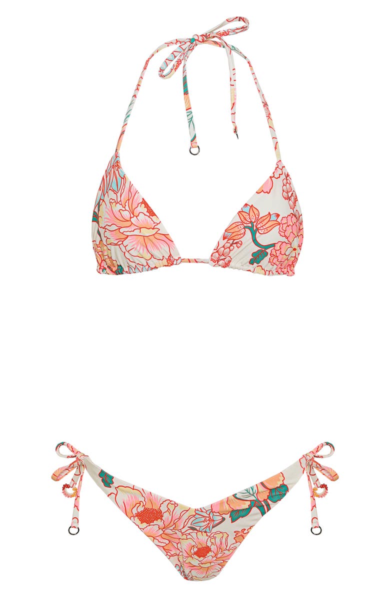 Maaji Japanese Summer Sun Reversible Side Tie Bikini Bottoms, Alternate, color, Open Beige