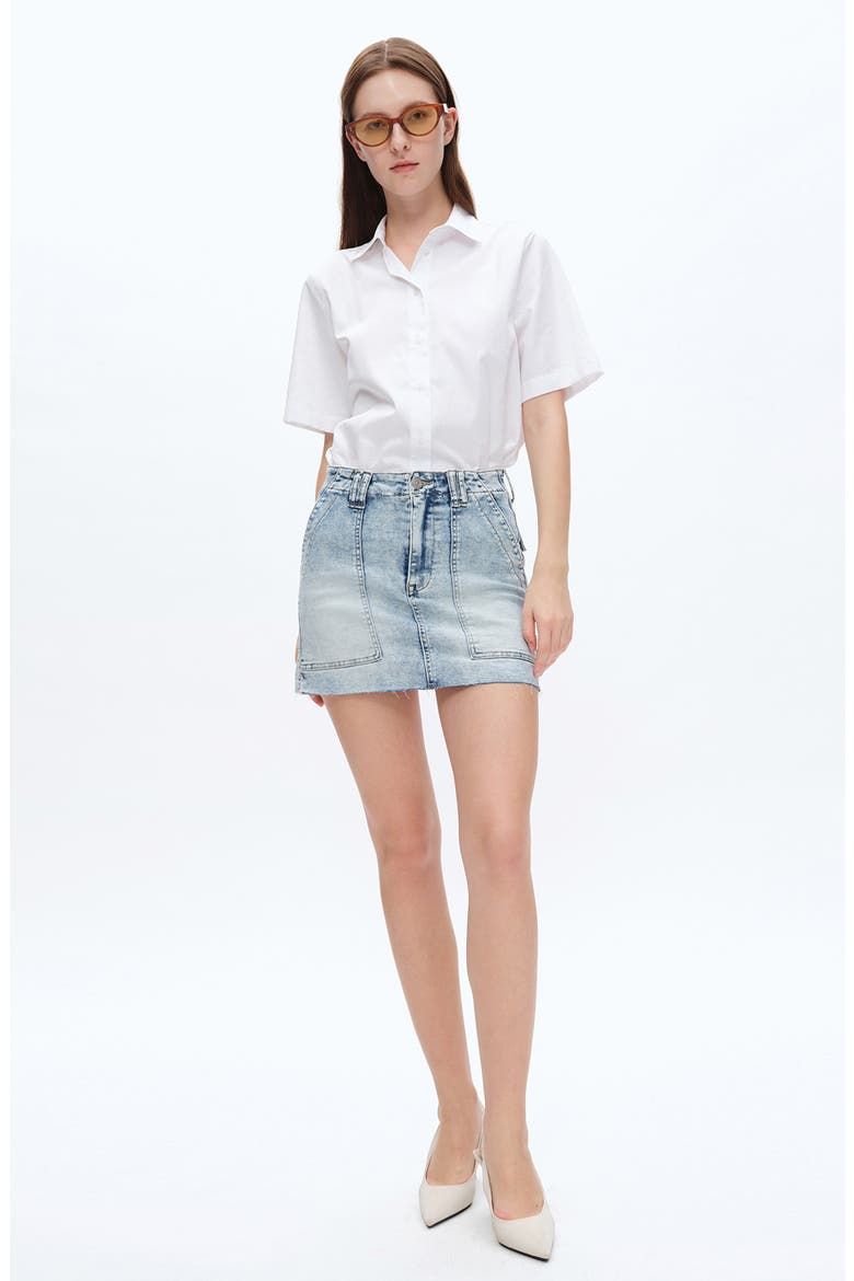 Cutoff Denim Miniskirt, Alternate, color, MEDIUM BLUE